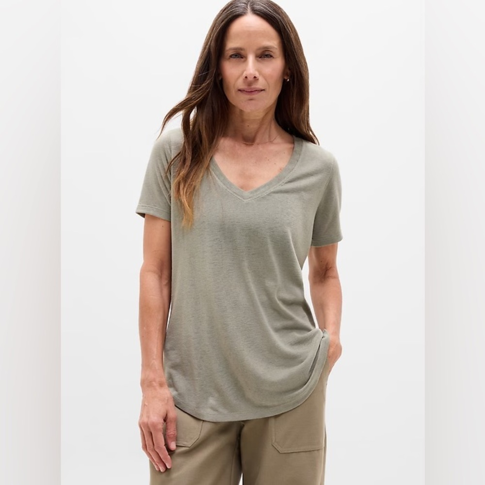 Athleta Breezy Scoop V-Neck Tee Teal